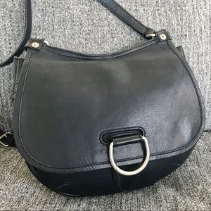 Frye Black Leather Crossbody Saddle Bag